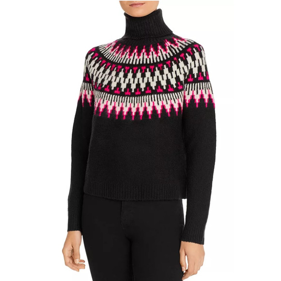 Line & Dot Black and Pink Patterned Turtleneck Sweater - Picture 1 of 12